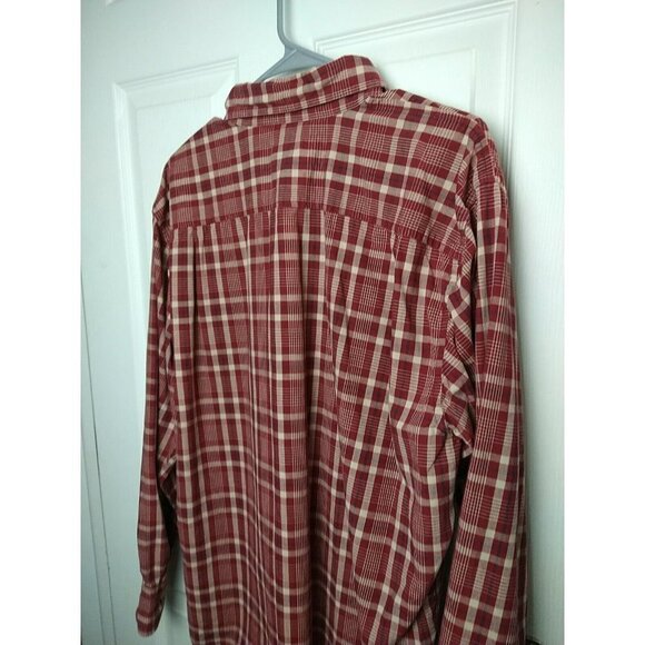 DOCKERS Men Red Blue Creme Plaid collared Long Sleeve Button dress Shirt Size L - Picture 12 of 13